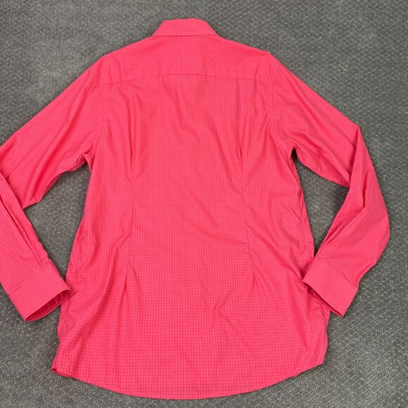 Eton Button Down Shirt Men's 44 17.5 Pink Gingham Check York Cotton - Picture 3 of 12